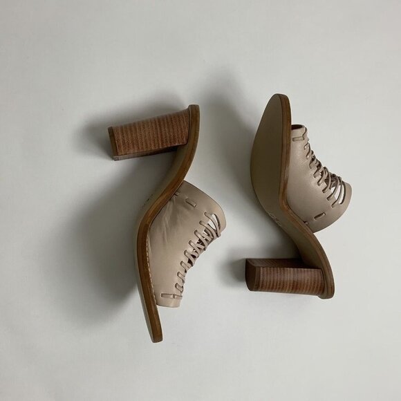 J. CREW MARLOW HUARACHE MULES Leather Light Blush 3.5" Heel Sz 7.5 New with box - Picture 4 of 11